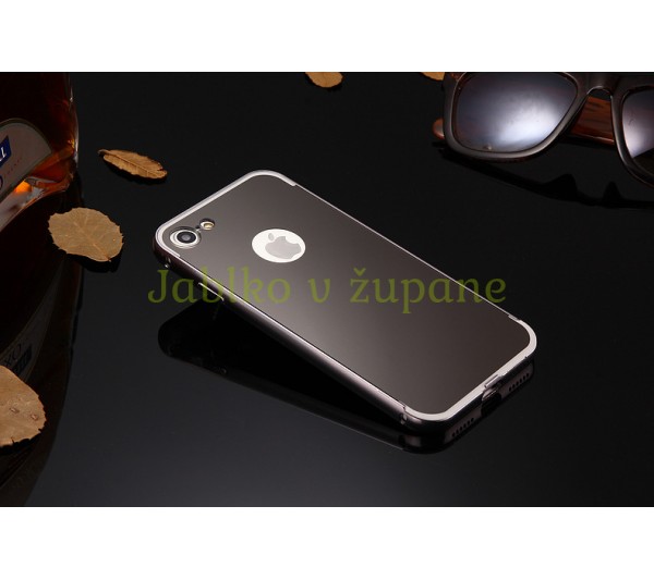 Zrkadlový kryt + bumper iPhone 7/8 - čierny